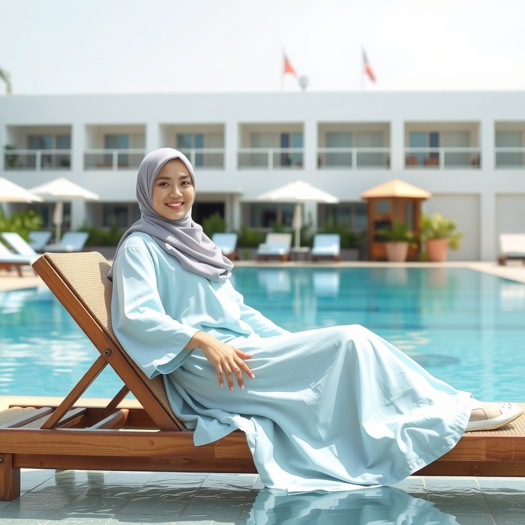 Inspirasi Gamis untuk Tampilan Santai di Sekitar Kolam Renang